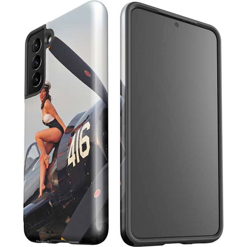 1940s Navy Pin-Up Girl On Corsair Fighter Plane Galaxy S21 5G Pro Case